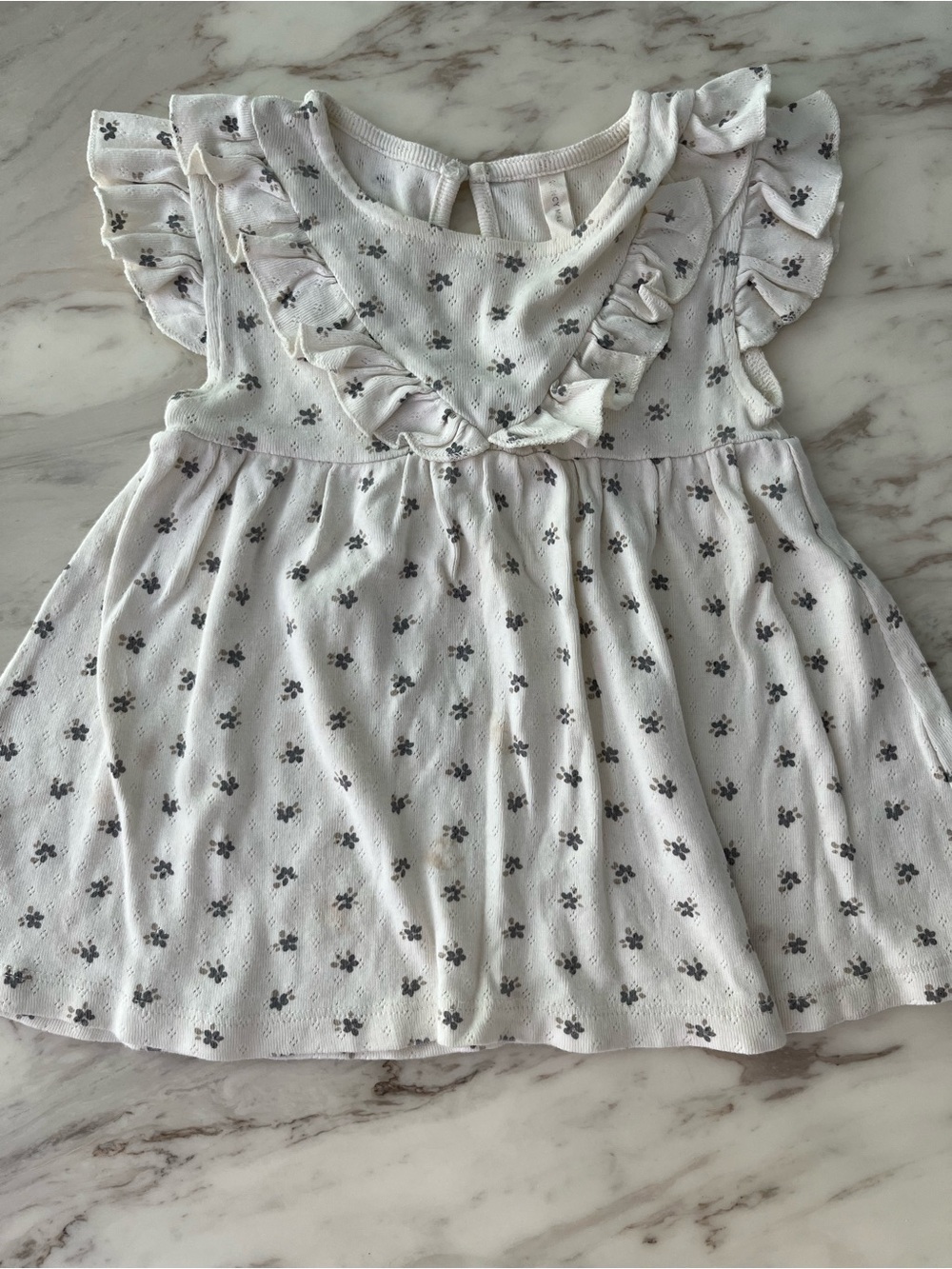 Quincy Mae Dress with Gray Floral Ruffles